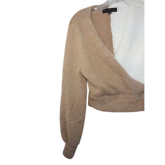 Almost Famous Womens Crisscross Sweater White Brown Large 100% Polyester - Picture 14 of 16